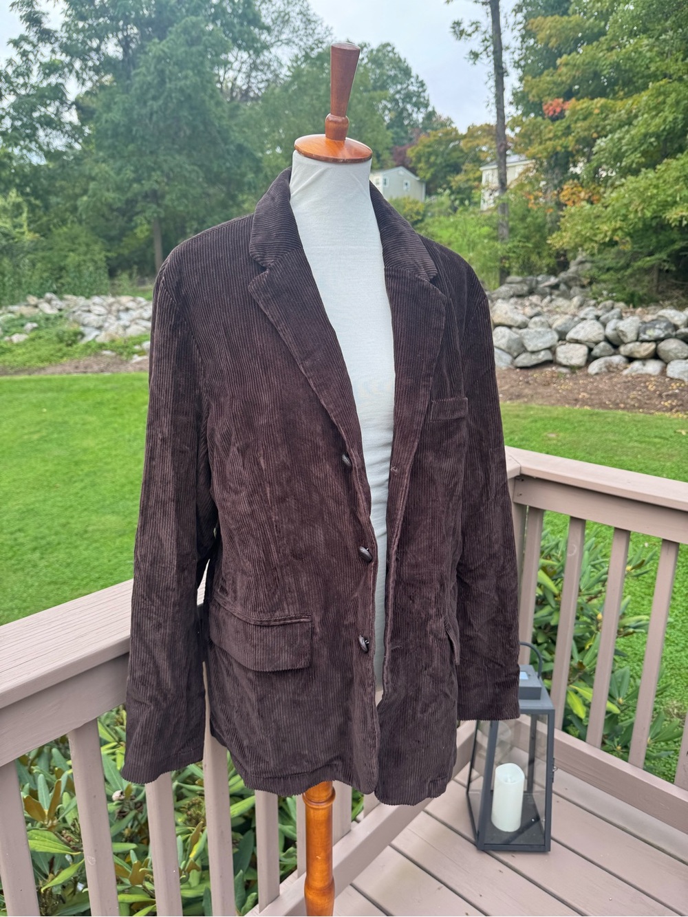 VTG LL Bean Red Plaid Lined Chocolate Brown Corduroy Jacket Blazer Mens 42 short